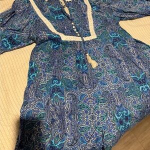 Blue Paisley Boho Dress